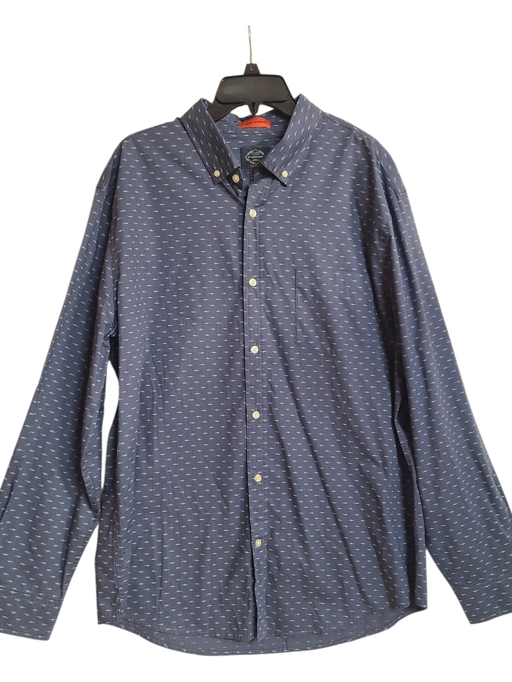 St. John’s Bay Comfort Stretch Blue Shark Print Button Down Shirt XL